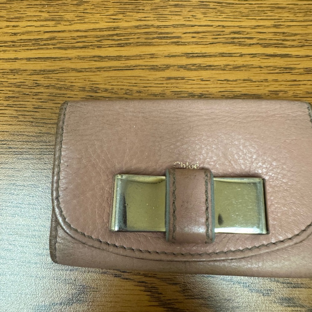 Preloved Chloe Tan - pale pink Leather keyholder with Silver Accents